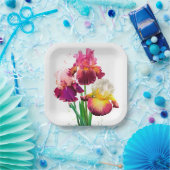 Assiettes En Carton Iiris et éclaboussures de peinture à l'aquarelle (Fête)