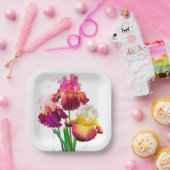 Assiettes En Carton Iiris et éclaboussures de peinture à l'aquarelle (Fête)