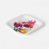 Assiettes En Carton Iiris et éclaboussures de peinture à l'aquarelle (Angulaire)