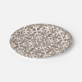 Assiettes En Carton Ikat damask pattern - Taupe Tan et Blanc (Angle)