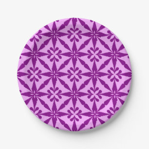 Assiettes En Carton Ikat Star Motif - Violet et orchidée