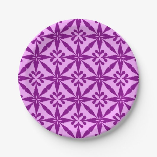 Assiettes En Carton Ikat Star Motif - Violet et orchidée (Devant)