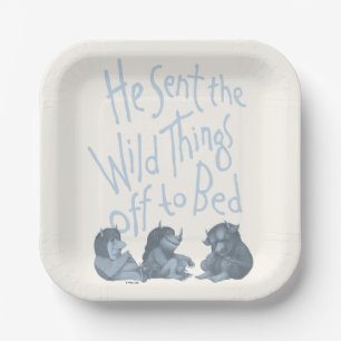 Assiettes En Carton Il envoya les bêtes sauvages au lit - Bleu
