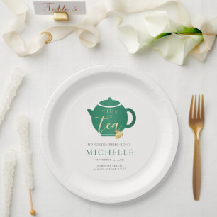 Assiettes En Carton Il est temps de Tea Emerald Gold Elegant Fête des