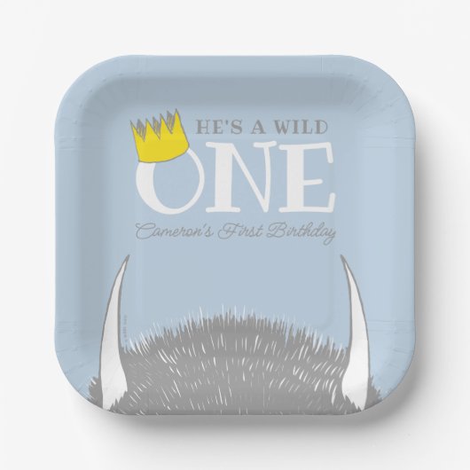 Assiettes En Carton Il est un sauvage - 1er anniversaire Couronne bleu (Recto)