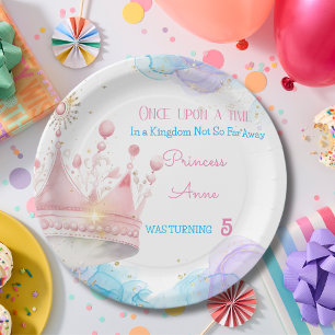 Assiettes En Carton Il était une fois, Princesse Anniversaire