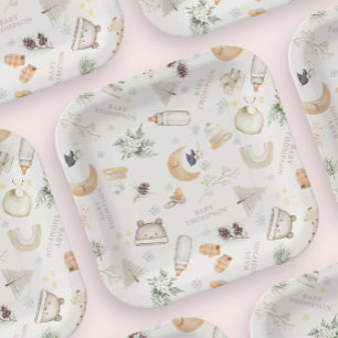 Assiettes En Carton Il fait froid dehors Baby shower d'hiver de fille