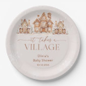 Assiettes En Carton Il faut un Baby shower d'hiver de village (Devant)