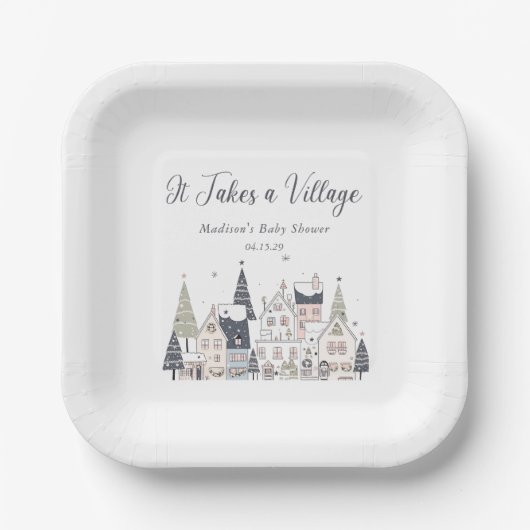Assiettes En Carton Il faut un Baby shower villageois moelleux (Recto)