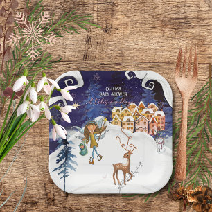 Assiettes En Carton Il faut un village Fée d'hiver Fille Baby Shower