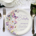 Assiettes En Carton Il me donne des papillons nuptiaux imprimés<br><div class="desc">Il me donne papillons enchantés jardin printemps nuptiale douche imprimé plaques papier modèle décoration personnalisée vaisselle,  pastel lilas lavande violet jardin fleuris et papillons imprimés serviettes personnalisées pour papillon thème nuptiale douche</div>