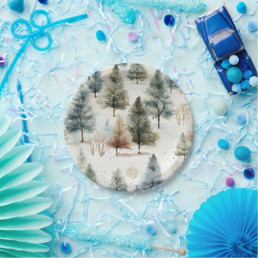 Assiettes En Carton Il neige sur les sapins - (Fête)