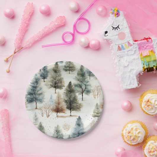 Assiettes En Carton Il neige sur les sapins - (Fête)