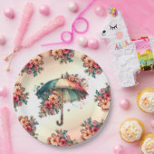 Assiettes En Carton Il pleut un beau Mariage floral (Fête)