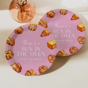 Assiettes En Carton Il y a un petit pain dans le four Baby Shower Pain