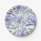 Assiettes En Carton Île Purple Lilac Tropical Palm Feuille Mariage (Devant)