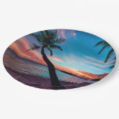 Assiettes En Carton Île tropicale de paradis de plage sablonneuse de (Angle)