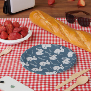 Assiettes En Carton Illusion de canard à lapin bleu Whimsical Dessin P