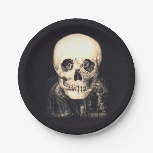 Assiettes En Carton Illusion de crâne (Devant)