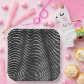 Assiettes En Carton Illusion optique noire et argent (Fête)