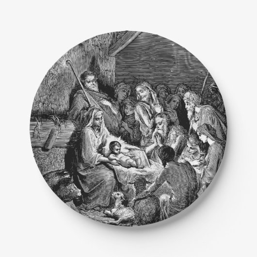 Assiettes En Carton Illustrated Christmas Nativity Scene (Devant)