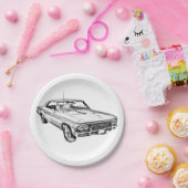 Assiettes En Carton Illustration 1966 de Chevy Chevelle solides (Fête)