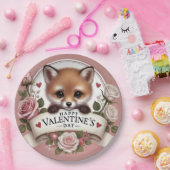 Assiettes En Carton Illustration adorable de Fox avec Rose (Fête)