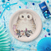 Assiettes En Carton Illustration animale de Boho de hibou en pastel (Fête)