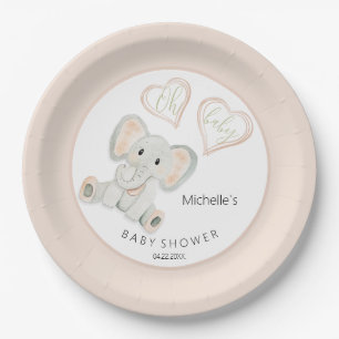 Assiettes En Carton Illustration aquarelle d'un éléphant mignon de pri