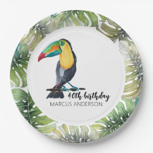 Assiettes En Carton Illustration aquarelle exotique de toucan