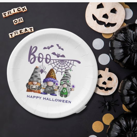 Assiettes En Carton Illustration Boo Halloween Gnomes