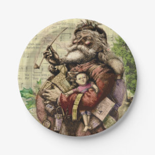 Assiettes En Carton Illustration classique de Thomas Nast du Père Noël