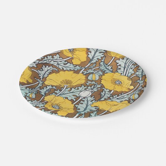Assiettes En Carton illustration d'art pavot fleur jaune (Angle)