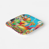 Assiettes En Carton Illustration de bande dessinée Retro Hamburger (Angulaire)