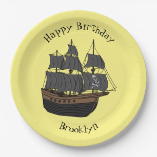 Assiettes En Carton Illustration de bateau pirate