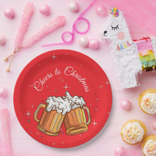Assiettes En Carton Illustration de bière de Noël Cheers