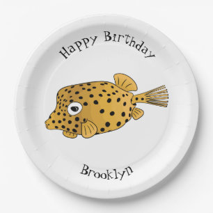 Assiettes En Carton Illustration de boxfish jaune