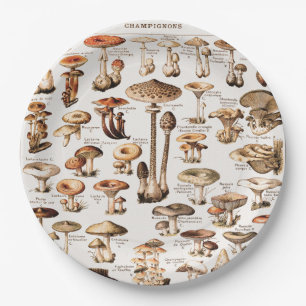 Assiettes En Carton Illustration de champignons vintage par Adolphe Mi