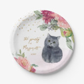 Assiettes En Carton Illustration de chat d'amour Joyeux anniversaire F (Devant)
