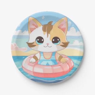 Assiettes En Carton Illustration de chat kawaii mignonne en cadeau