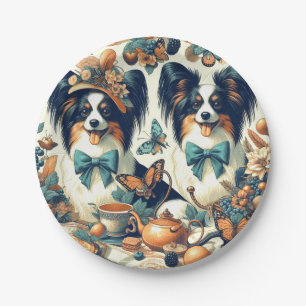 Assiettes En Carton Illustration de chien de papillon mignonne
