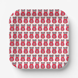 Assiettes En Carton Illustration de chouette rose mignonne