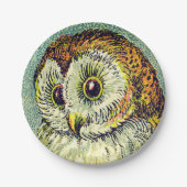 Assiettes En Carton Illustration de chouette vintage (Devant)