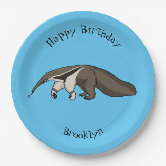 Assiettes En Carton Illustration de dessin animé d'Anteater happy