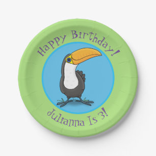 Assiettes En Carton Illustration de dessin humoristique du toucan joye