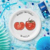Assiettes En Carton Illustration de dessin sur la tomate (Fête)