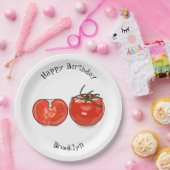 Assiettes En Carton Illustration de dessin sur la tomate (Fête)