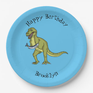 Assiettes En Carton Illustration de dinosaure T rex drôle