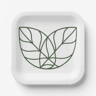 Assiettes En Carton Illustration de feuille verte minimaliste en ligne