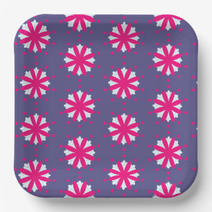 Assiettes En Carton Illustration de formes florales violettes et roses
